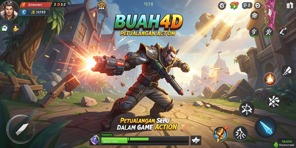 Antarmuka BUAH4D menampilkan aksi seru dalam permainan Action.