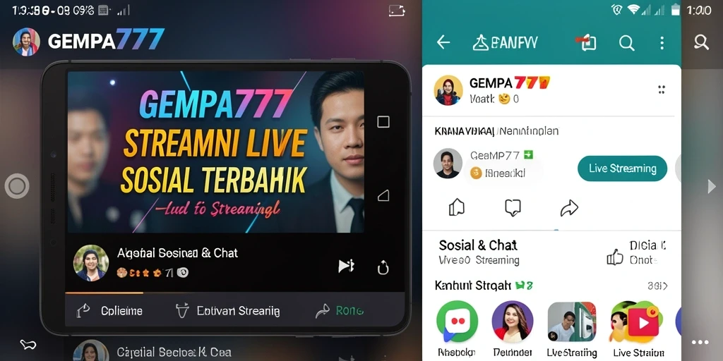Screenshot antarmuka aplikasi GEMPA777 saat siaran Live Streaming.