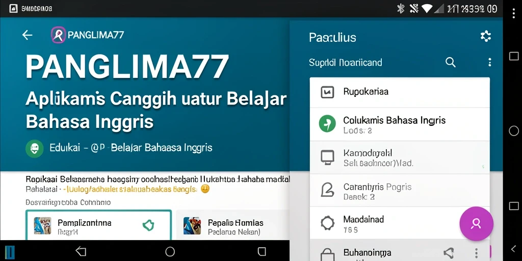 Antarmuka menarik aplikasi Belajar Bahasa Inggris PANGLIMA77.