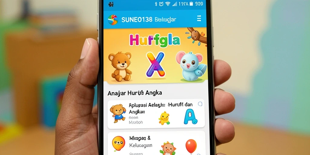 Tampilan antarmuka aplikasi Belajar Huruf Angka yang menarik dan interaktif.