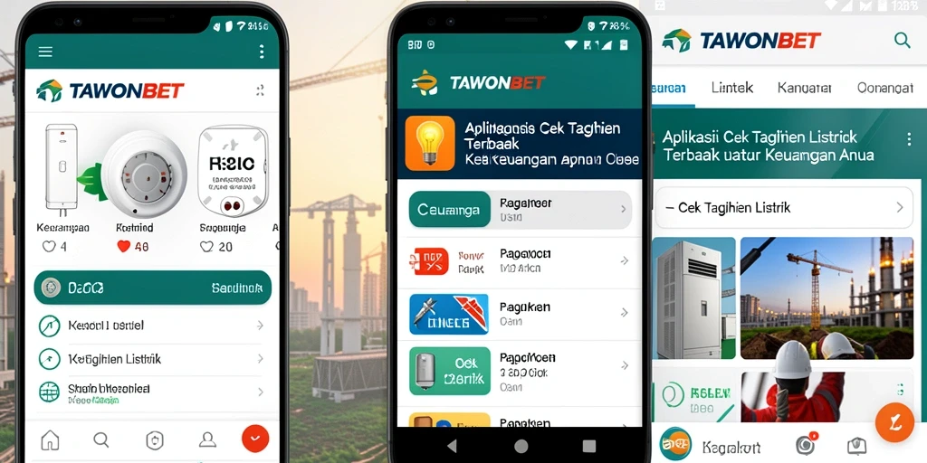Tampilan antarmuka aplikasi TAWONBET untuk cek tagihan listrik.