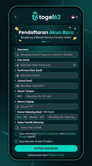 Tampilan halaman daftar togel62