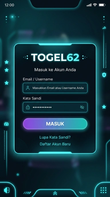 Tampilan halaman login togel62